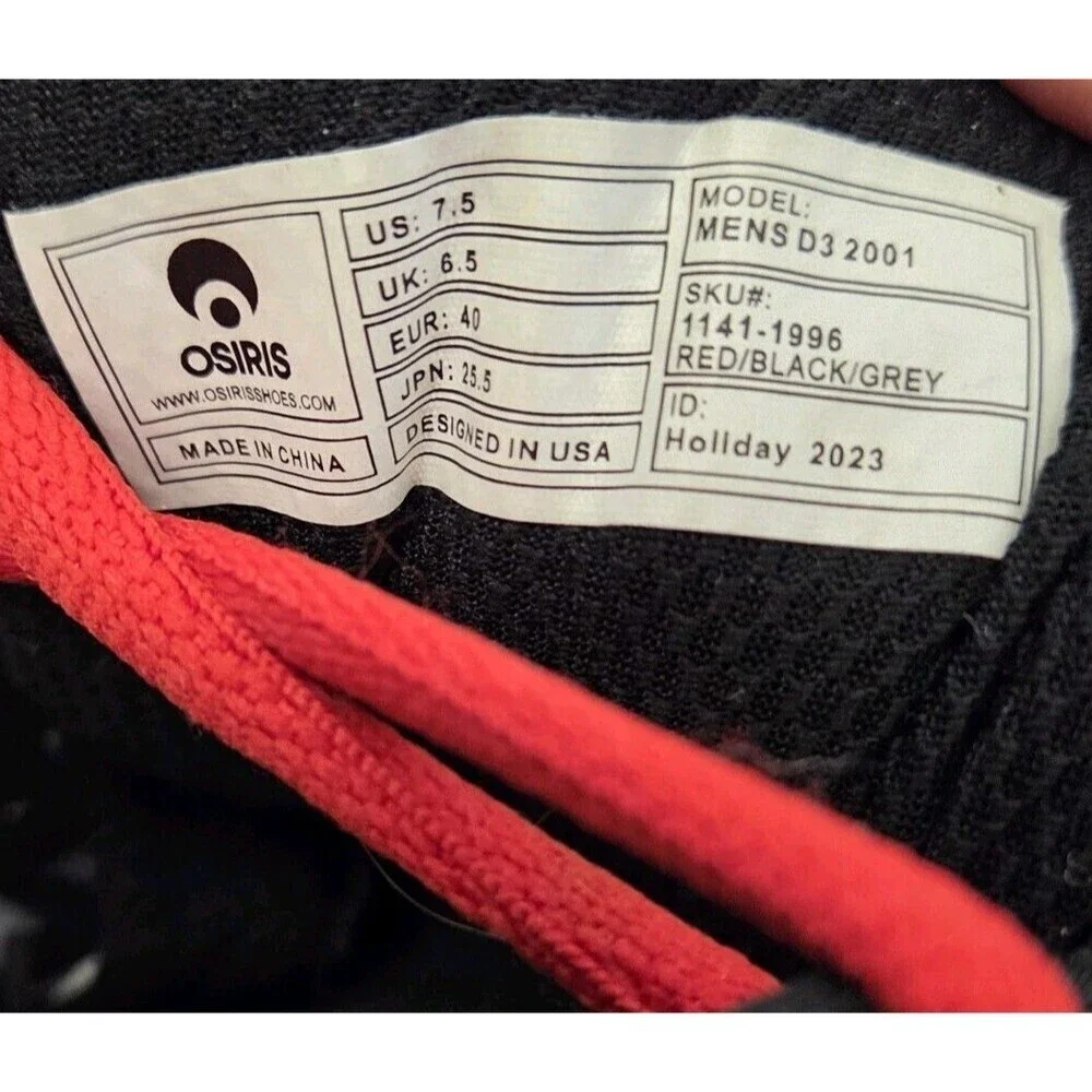 RARE Osiris D3 2001 Skateboard Shoes Women’s 7.5-8 Red w/Black/Gray Camo EUC